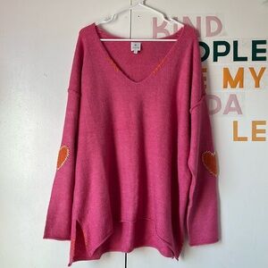 J. MARIE Long Sleeve Heart Patchwork Sweater